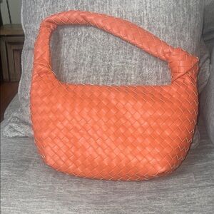 Chic Orange Woven Hobo Bag